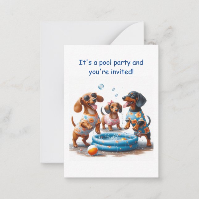 Dachshund Themed Pool Party Invite (Front)