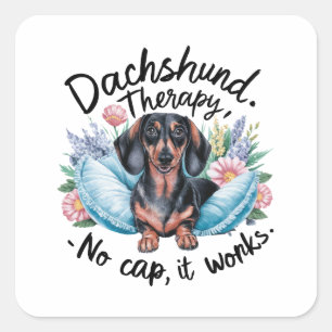Dachshund Therapy No Cap It Works Square Sticker