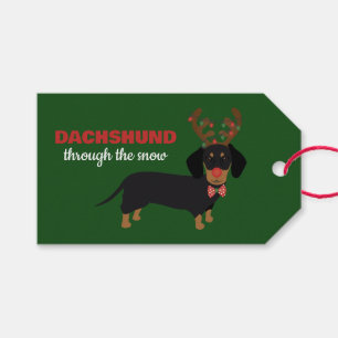 Dachshund Through Snow Cute Doxie Reindeer Dog Gift Tags