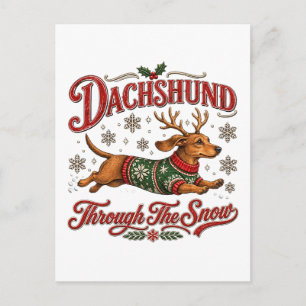 Dachshund Through the Snow Announcement Postcard