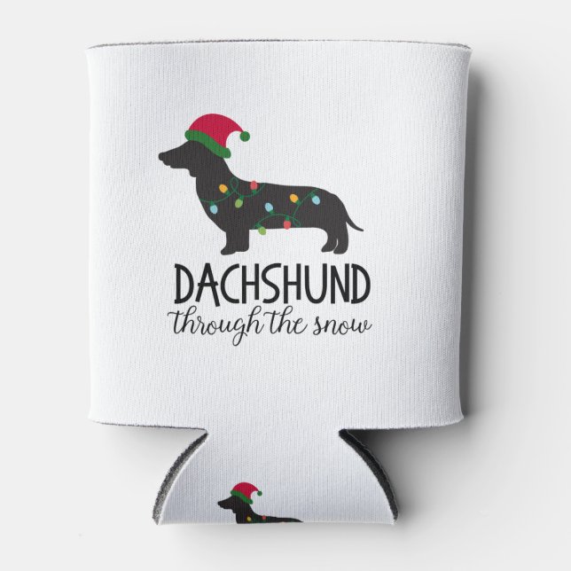 Dachshund Through The Snow Can Cooler (Front)