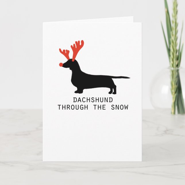 Dachshund Through The Snow Christmas Card (Front)