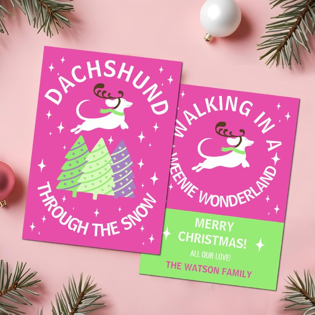 Dachshund Through the Snow Christmas Card (Dachshund Through the Snow  Dog Christmas Card)