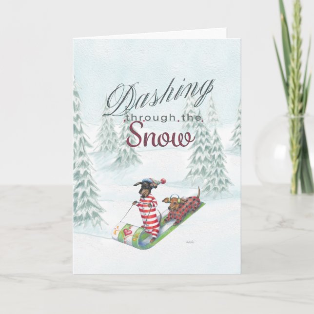 Dachshund through the snow Christmas Card (Front)