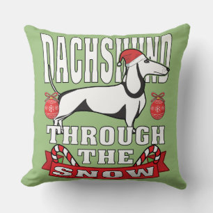 Dachshund Through The Snow Christmas Cushion