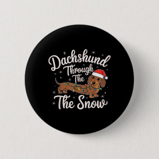 Dachshund Through The Snow Christmas Decor For Dog 6 Cm Round Badge