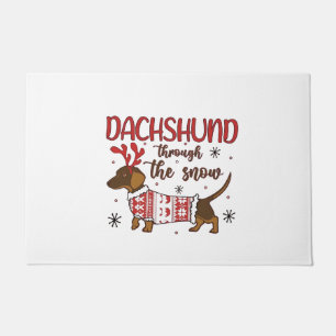 Dachshund Through The Snow Christmas Dog Lover Doormat