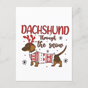 Dachshund Through The Snow Christmas Dog Lover Holiday Postcard