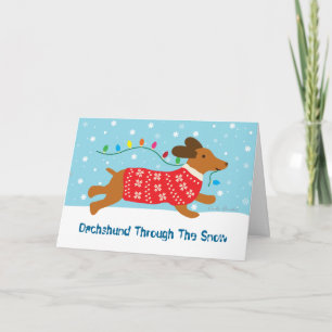 Dachshund Through The Snow Christmas Holiday Card
