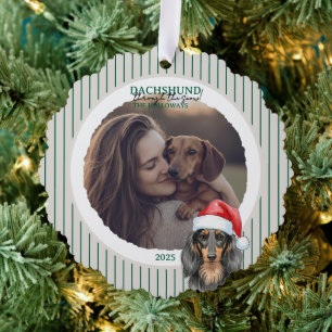 Dachshund through the Snow Christmas Holiday Tree Decoration Card