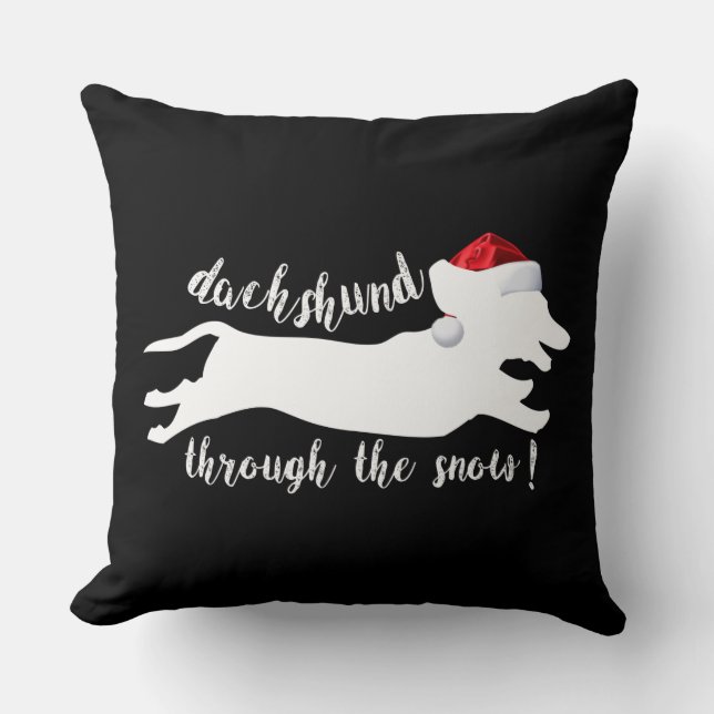 Dachshund through the snow Christmas Holidays Cushion (Front)