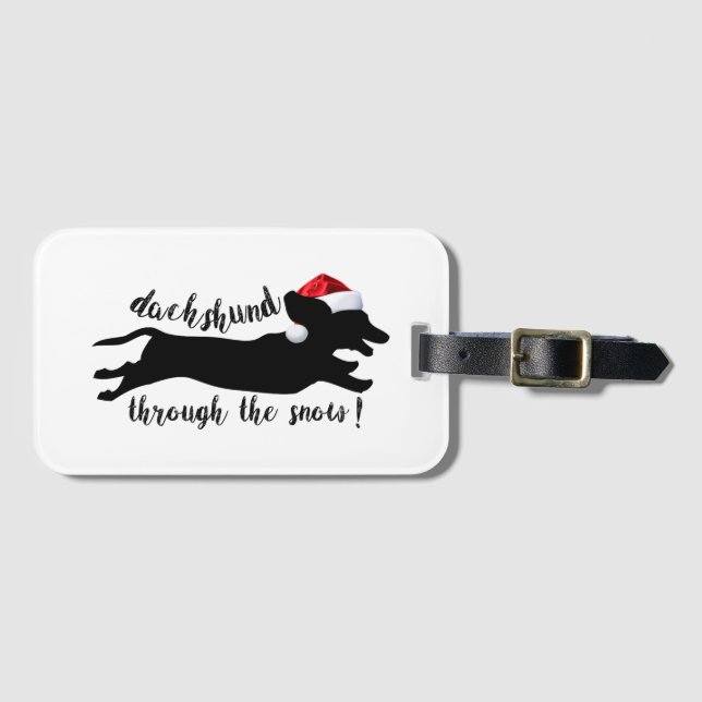 Dachshund through the snow Christmas Holidays Luggage Tag (Front Horizontal)