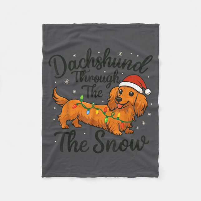 Dachshund Through The Snow Christmas Pajama Toddle Fleece Blanket (Front)