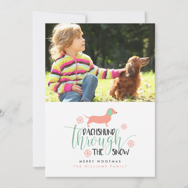Dachshund Through the Snow Christmas Photo Cards (Front)