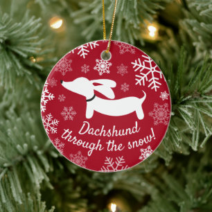 Dachshund Through The Snow Christmas Tree Ornament