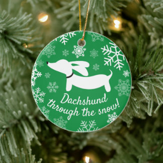 Dachshund Through The Snow Christmas Tree Ornament