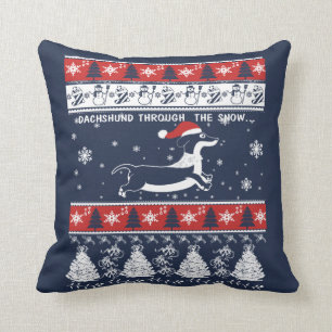 DACHSHUND THROUGH THE SNOW CUSHION