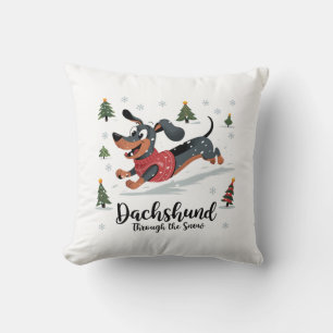Dachshund Through the Snow Cushion