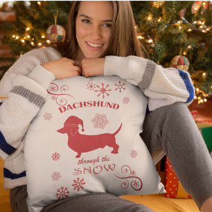 Dachshund Through the Snow Cushion