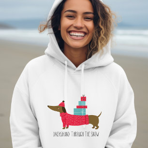 Dachshund Through The Snow Cute Christmas Dog Fun Hoodie