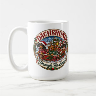 Dachshund Through the Snow Cute Christmas Sleigh Coffee Mug