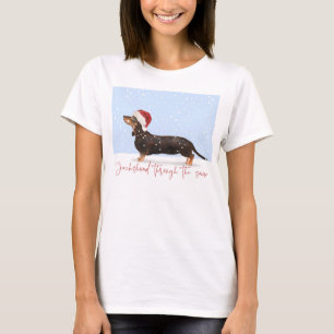 DACHSHUND THROUGH THE SNOW Cute Christmas T-Shirt