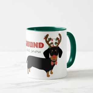 Dachshund Through The Snow Cute Doxie Reindeer Dog Mug