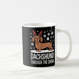 Dachshund Through The Snow Cute Reindeer Christmas Coffee Mug