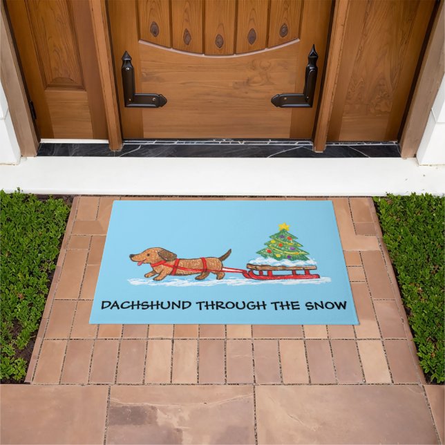 Dachshund Through The Snow Doormat (Outdoor)