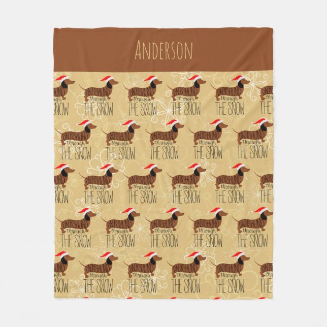 Dachshund Through the Snow Fleece Blanket (Front)