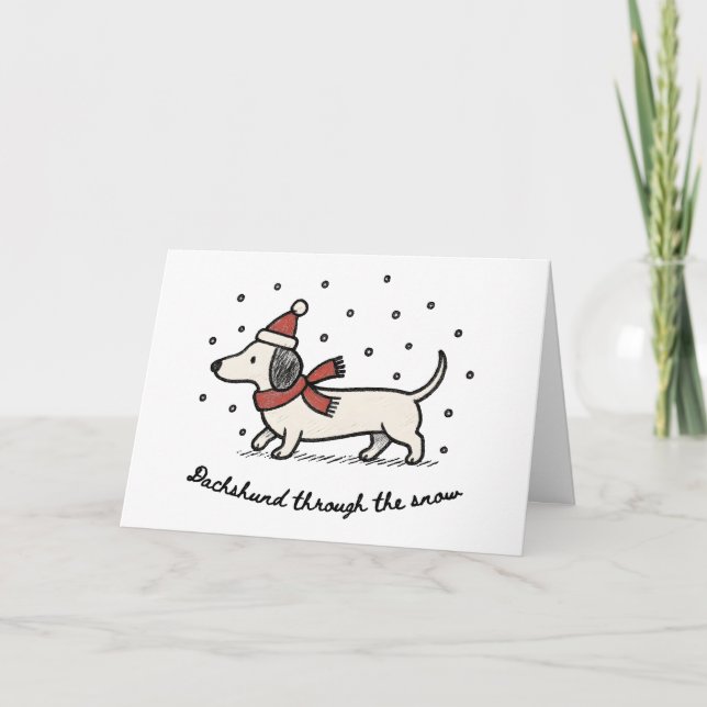 Dachshund Through the Snow - Funny Christmas Card (Front)