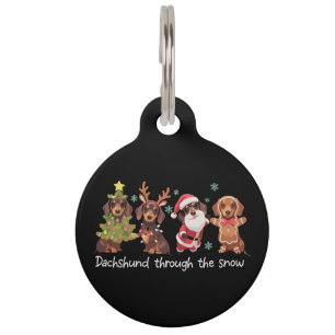 Dachshund Through The Snow Funny Christmas Dogs Pet Tag