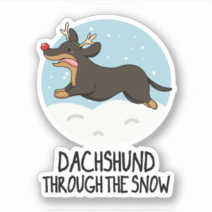 Dachshund Through The Snow Funny Christmas Pun 