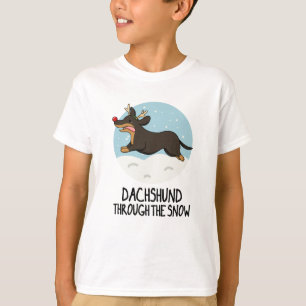 Dachshund Through The Snow Funny Christmas Pun  T-Shirt