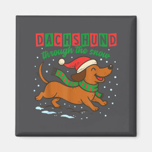 Dachshund Through The Snow Funny Christmas Wiener Magnet