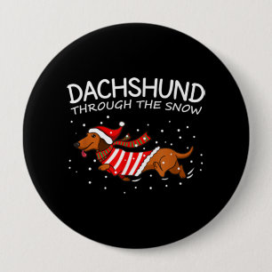Dachshund Through The Snow Funny Dog Christmas 10 Cm Round Badge