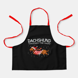 Dachshund Through The Snow Funny Dog Christmas Apron