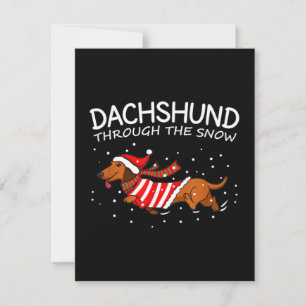 Dachshund Through The Snow Funny Dog Christmas Card