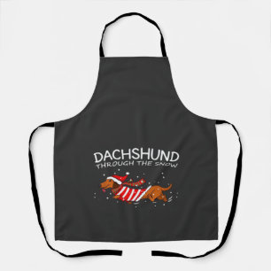 Dachshund Through The Snow Funny Dog Christmas Cla Apron