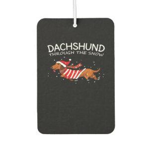 Dachshund Through The Snow Funny Dog Christmas Cla Car Air Freshener