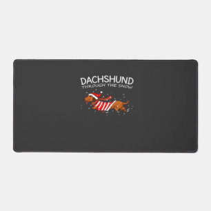 Dachshund Through The Snow Funny Dog Christmas Cla Desk Mat
