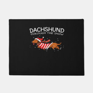 Dachshund Through The Snow Funny Dog Christmas Cla Doormat