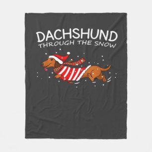 Dachshund Through The Snow Funny Dog Christmas Cla Fleece Blanket