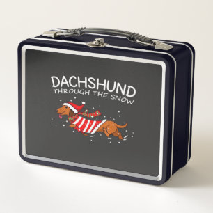 Dachshund Through The Snow Funny Dog Christmas Cla Metal Lunch Box