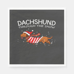 Dachshund Through The Snow Funny Dog Christmas Cla Napkin