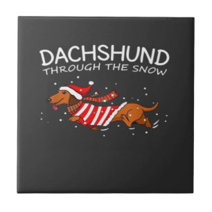 Dachshund Through The Snow Funny Dog Christmas Cla Tile