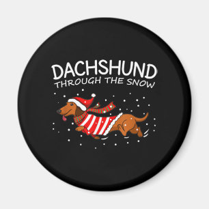 Dachshund Through The Snow Funny Dog Christmas Magnet