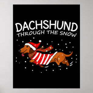 Dachshund Through The Snow Funny Dog Christmas Poster