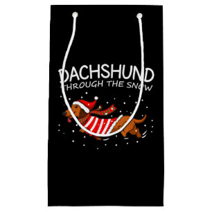Dachshund Through The Snow Funny Dog Christmas Small Gift Bag