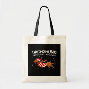 Dachshund Through The Snow Funny Dog Christmas Tote Bag